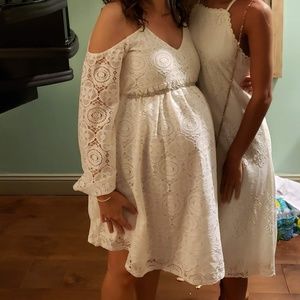 Maternity cream lace dress